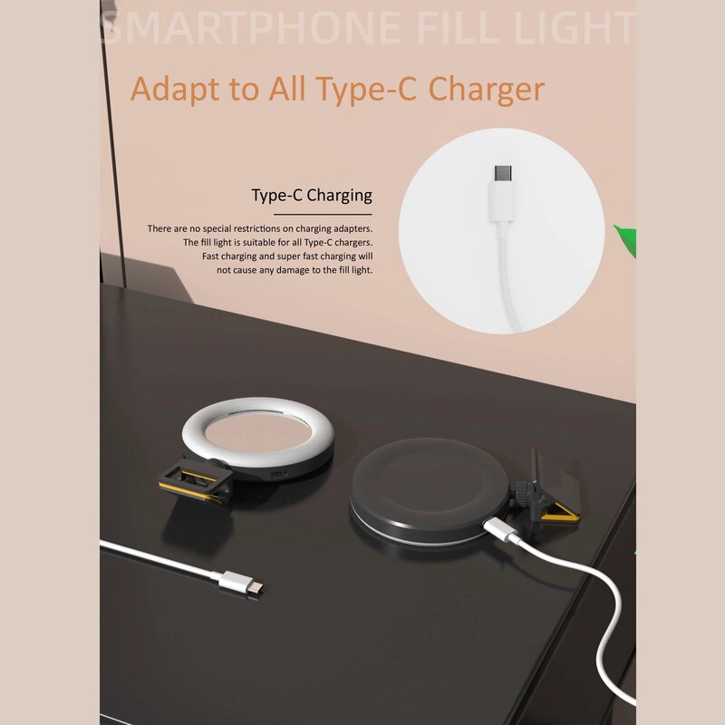 Anneau lumineux LED pour selfie, avec batterie aste 600mA, 3 documents, température 7 recyclable, luminosité, lumière d'appoint pour téléphone portable