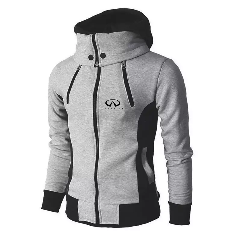 Infiniti Spring and Autumn New Men's Zipper Hoodie High-quality Three-color Style Causal Comfortable Printing Coats Tops