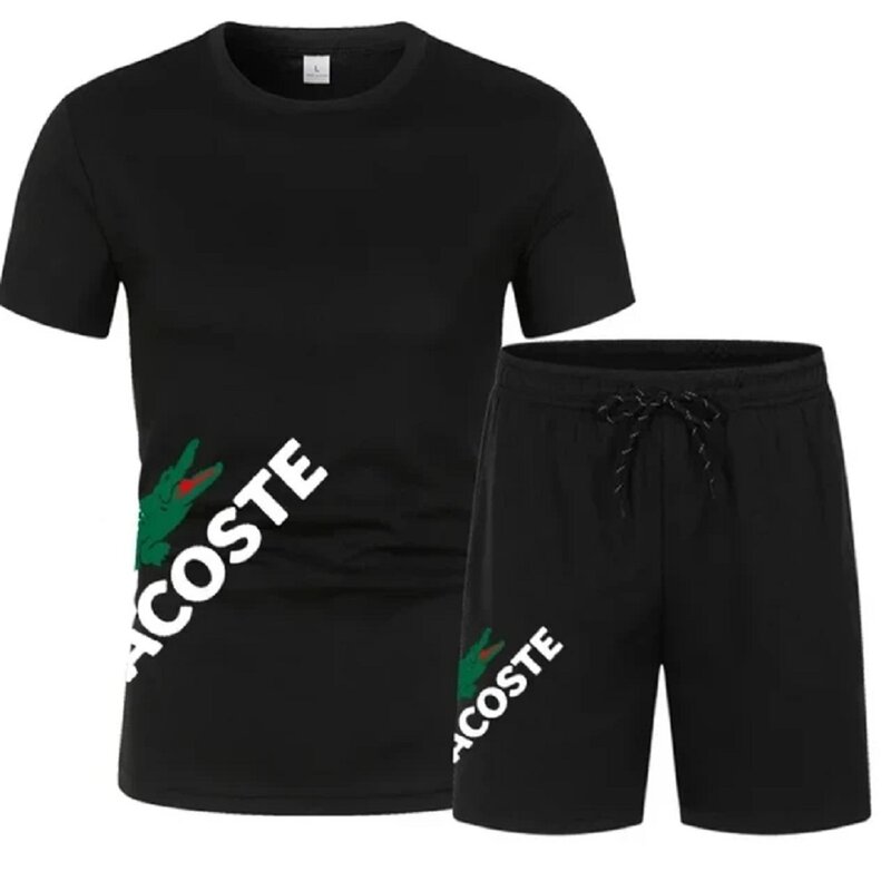 Conjunto deportivo de moda de verano para hombre, camiseta transpirable de secado rápido y pantalones cortos, juego de Fitness, entrenamiento, baloncesto