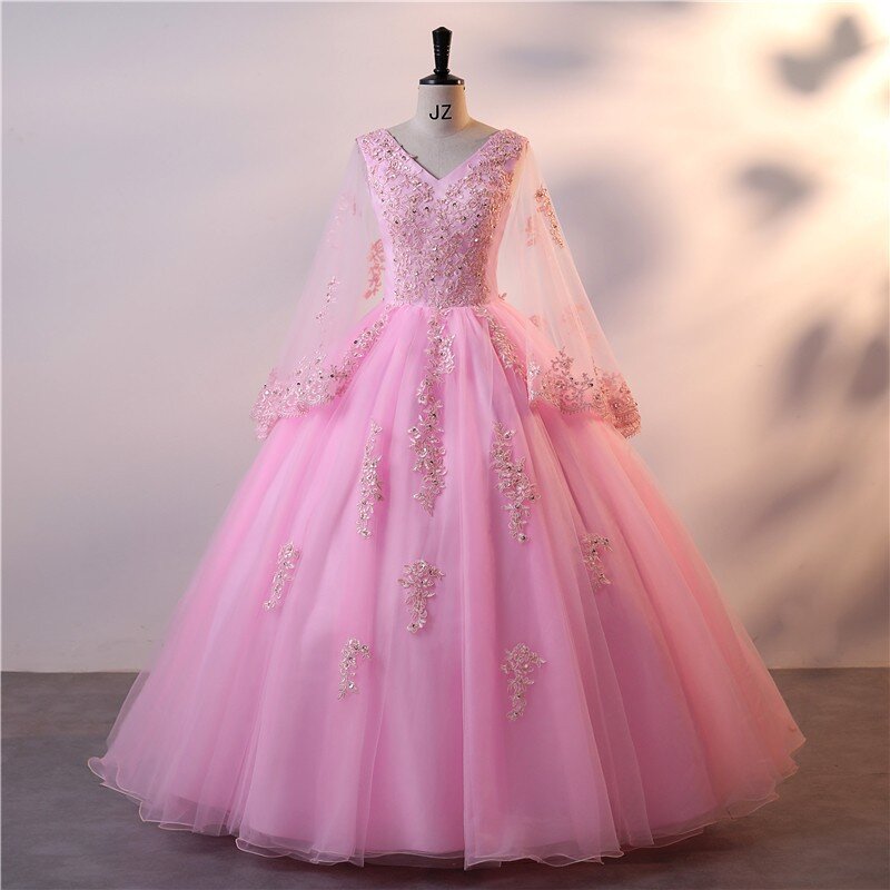 GUXQD Pink Ball Gown Quinceanera Dresses Appliques Tulle Prom Birthday Party Gowns Formal Occasion Vestido De Anos 15 Sweet 16