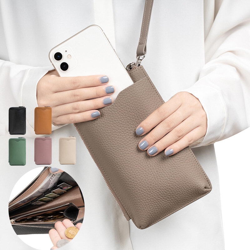 Bolso cruzado de cuero genuino para teléfono, Mini bolso de hombro de cuero PU para mujer, monedero de lujo para teléfono, 2022