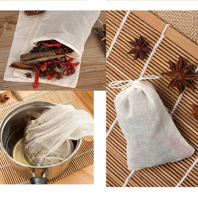 Sachets filtrants en tissu non tissé pour thé au poulet, papier filtre de cuisine avec ficelle de proximité, café, herbe, adt, 1 pièce