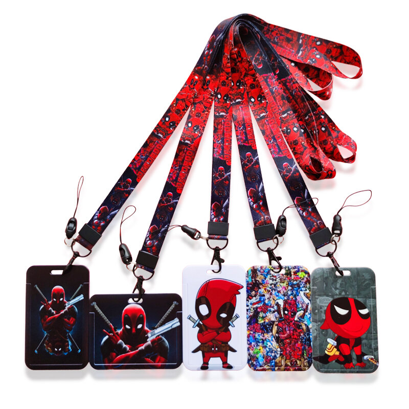 Disney Deadpool porta carte d'identità cordini uomo Business Neck Strap porta carte di credito Boy Superhero Badge Holder Clip retrattile