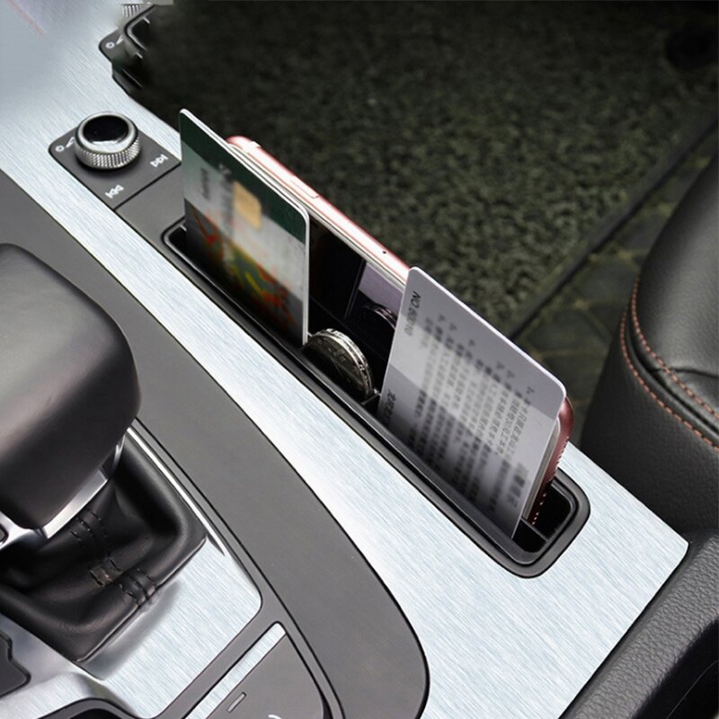 ที่ใส่ถ้วยภายในแต่งรถกล่องเก็บกระเป๋าเก็บบัตรโทรศัพท์กล่องเก็บของครอบคลุมสติกเกอร์สำหรับ Q5รถ Audi