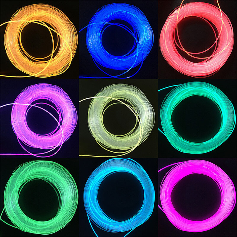 Luces de fibra óptica de 1m de largo, luces de iluminación de Cable de fibra óptica con brillo lateral Pmma, luz brillante de fiesta para coche, luces Led brillantes