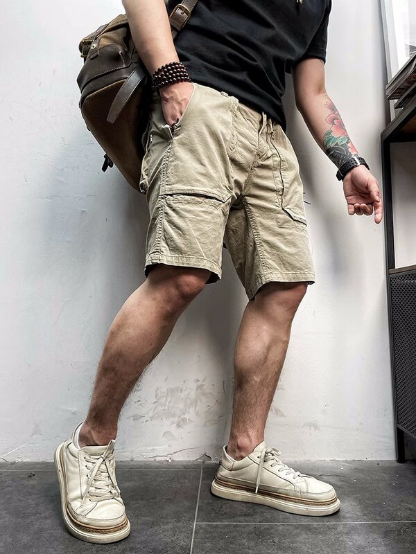 Men's Summer Thin Casual Shorts Retro Style Multi Pockets Cargo Shorts Military Camouflage Outdoor Shorts
