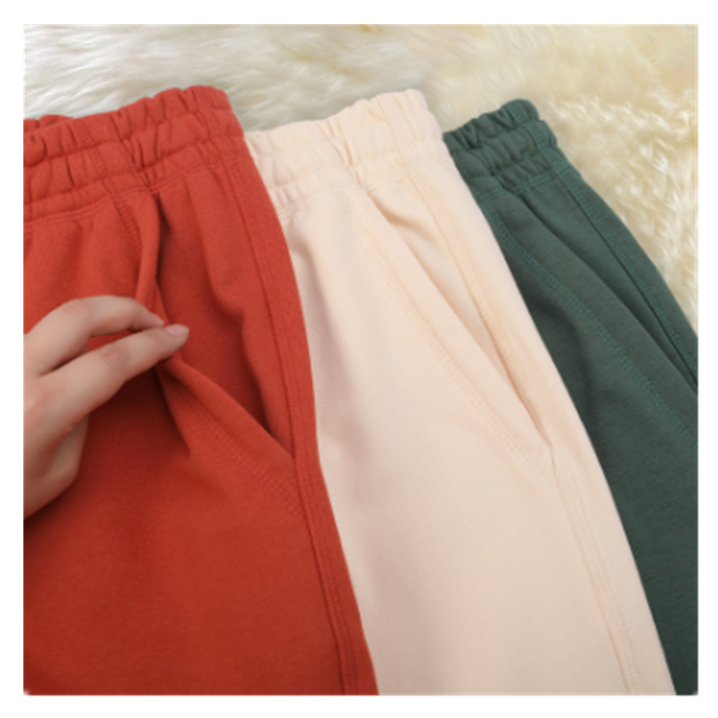 Summer 380g cotton shorts for men's outerwear thin loose casual capris trend couple oversized sports pants J0004