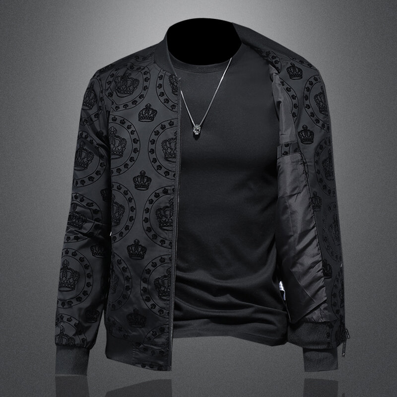 Jaket hitam pria berkualitas tinggi, jaket bomber model baru trendi, jaket desainer unik dan modis