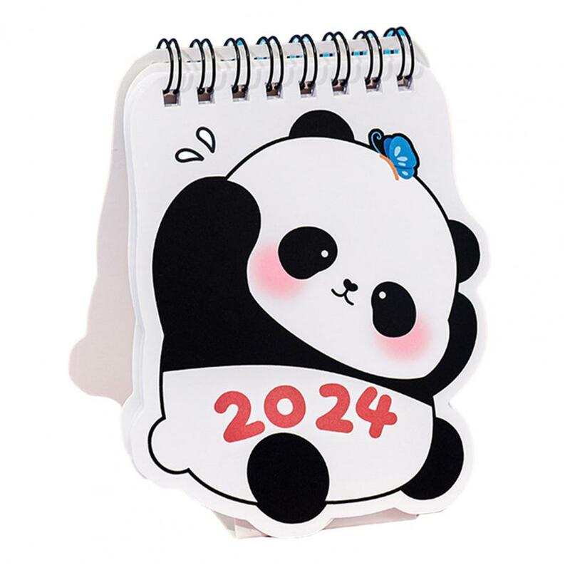 Desk Calendar with Cartoon Panda Pattern, Mini Calendário, Gerente, Plano de Tempo, Casa, Escola, Escritório, 2024