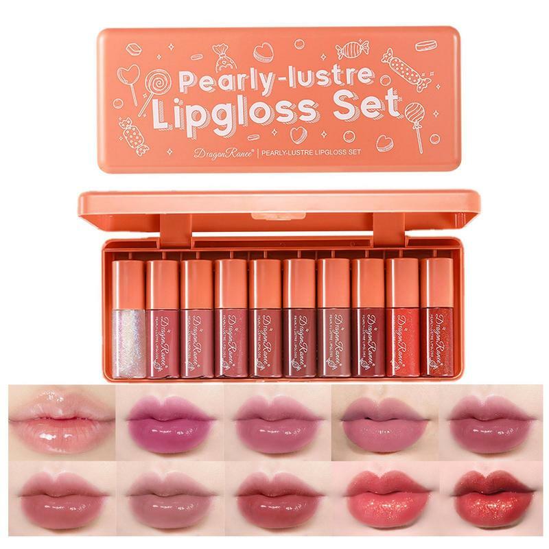 Lip Gloss Sample Set, Lip Gloss Amostras Laranja, Batom hidratante, Lips Light Lines, hidratante, impermeável, 3,5g, 10 pcs