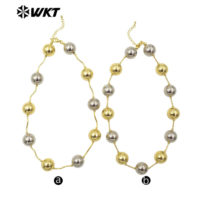 WT-JFN07 dostojny i elegancki 18k złote i srebrne koraliki rozstawione 40cm na damski biżuteria na przyjęcie koktajlowe naszyjnik