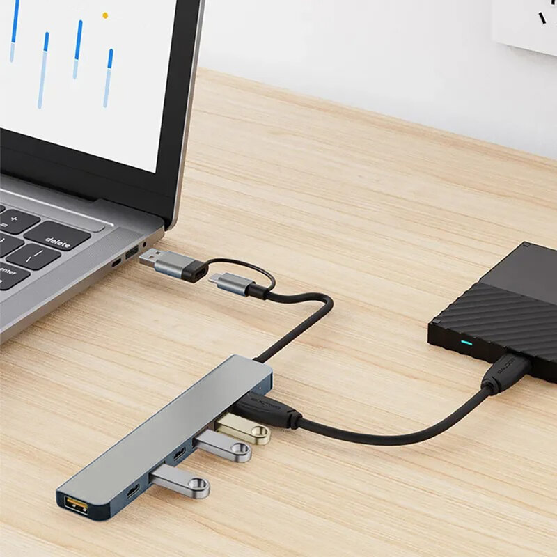 맥북 프로 에어용 USB 3.0 허브, USB C 허브 도크 스테이션, OTG 어댑터, 고속 USB 3.0 2.0 분배기, 3.5 오디오, 8 포트, 5Gpbs