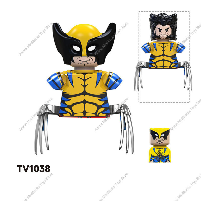 TV6205 TV6202 pahlawan blok bangunan Disney laba-laba-Man film Wolverine kartun tokoh Mini Action Bricks Anak dirakit TV6203