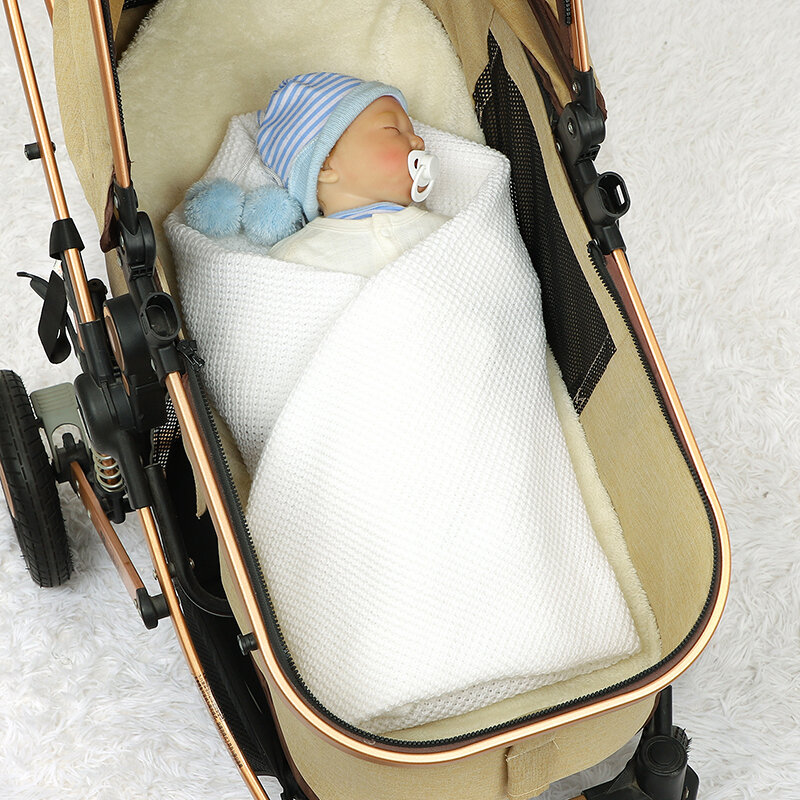 Mantas de punto para bebé recién nacido, estera envolvente transpirable Netural para niño, niño y niña, cuna celular, cubierta de 90x70cm