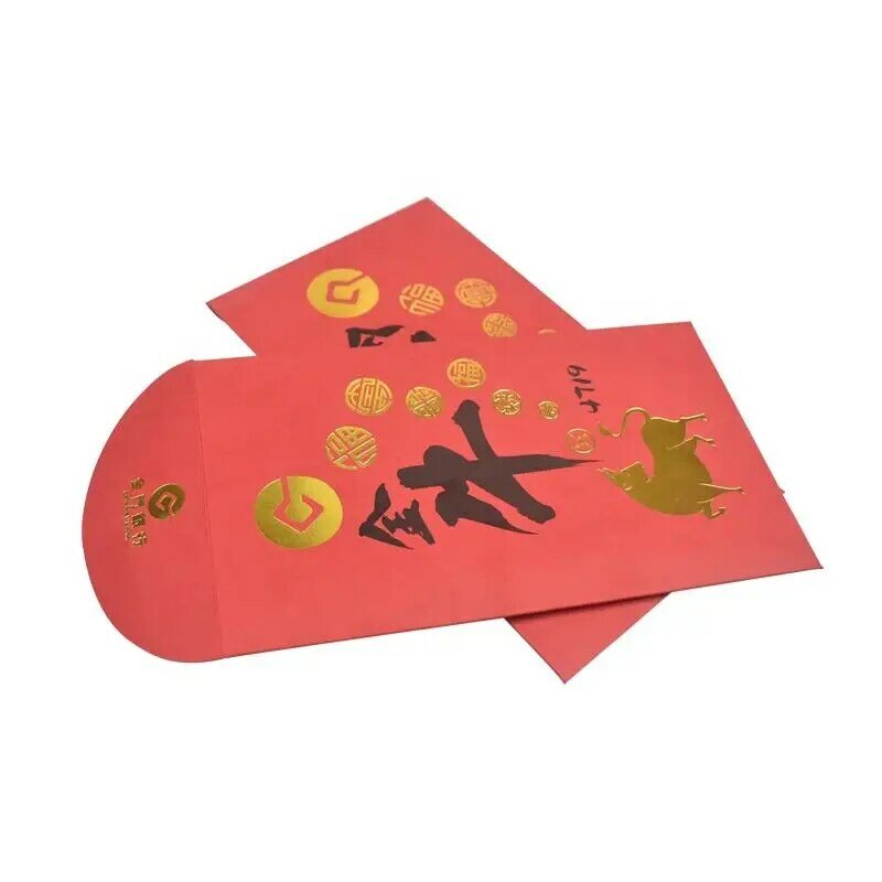 Enveloppes rouges avec logo personnalisé, conception originale, papier spécialisé fabriqué en usine, nouvel an chinois