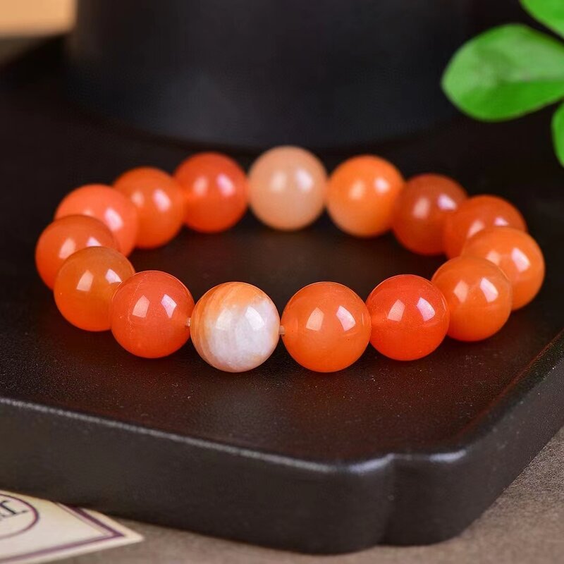 Golden Silk Jade Hand Chain Natural Red Stone Beads Elastic Bangle Fashion Womens Gemstone Bracelets Charms Jewelry Accessories