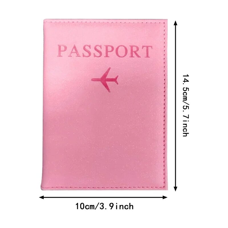Capa de passaporte para mulheres e homens, bolsa de viagem, bolsa de couro rosa, carteira de carta bonita, titular menina