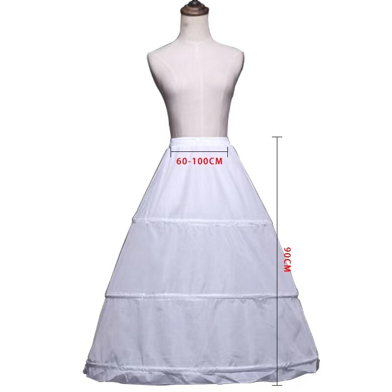 2024 MYYBLE Cheap White Women Wedding Petticoats 3 Layers Steel Ring Elastic Waistband Wedding Accessories Underskirt
