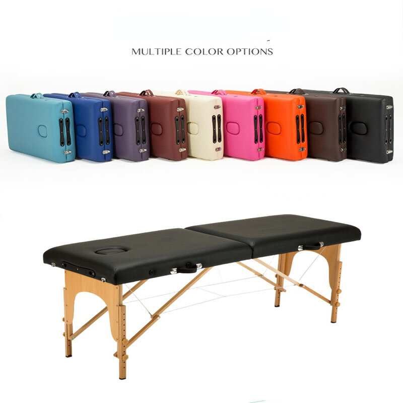 Cama dobrável portátil do salão de beleza, mesas de massagem spa, dobrável com bolsa, mobília profissional, madeira, 185x60, 185x70cm