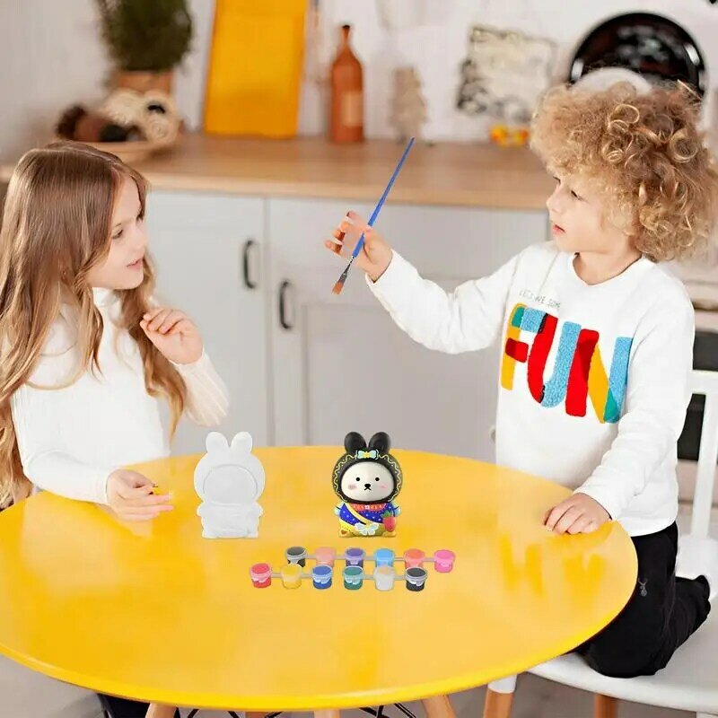Muñeca de pintura de yeso para niños, actividades DIY, juguetes inteligentes para ejercitar la coordinación mano-ojo y estimular