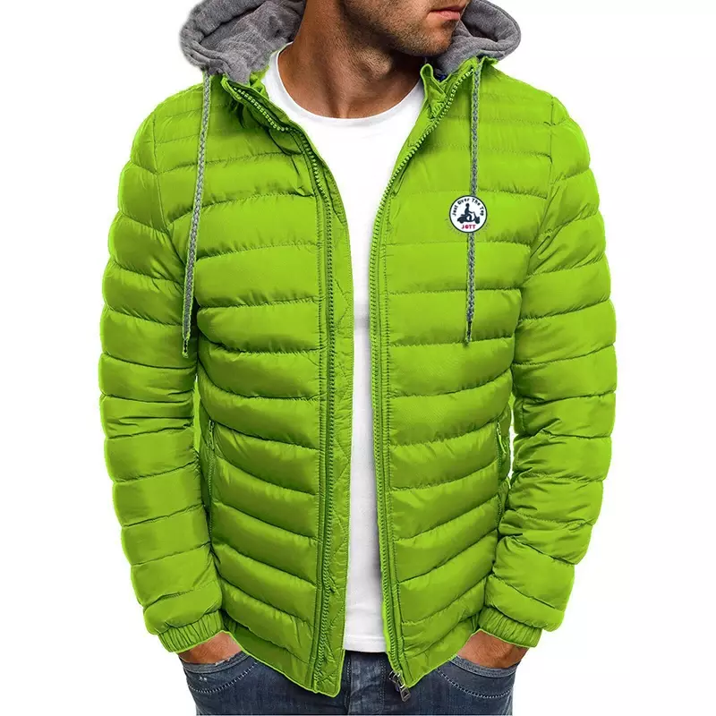 JOTT Jaket Pria, jaket musim gugur dan musim dingin, pakaian olahraga dan pakaian santai, jaket hoodie katun, jaket musim dingin ringan