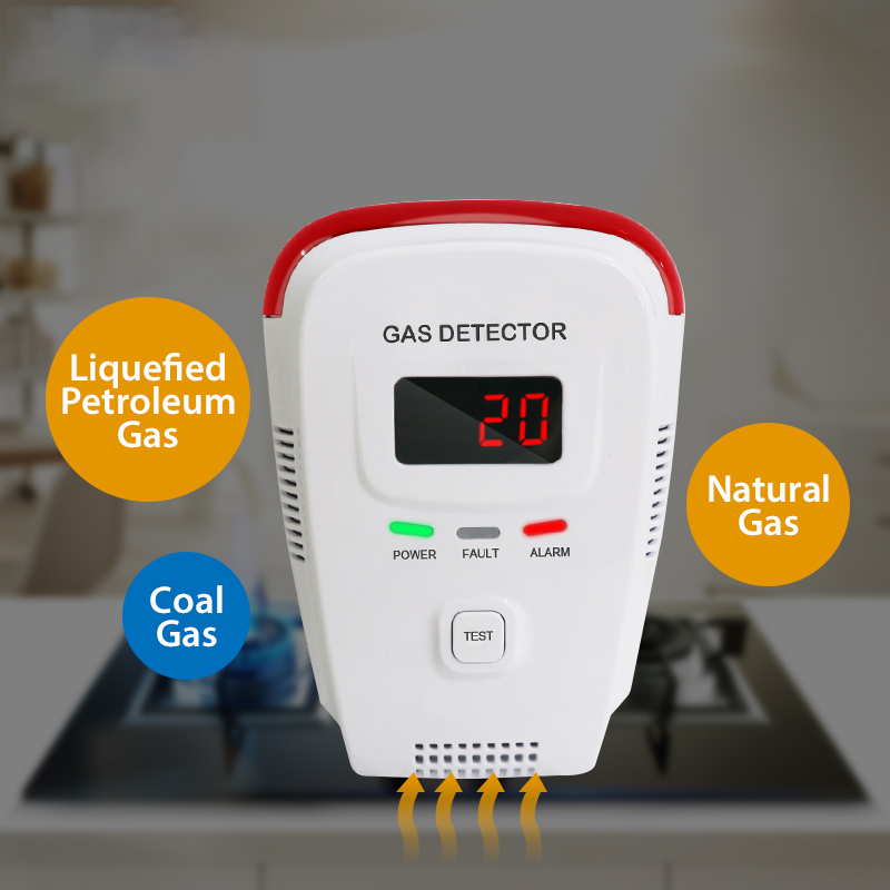 LPG Detecting Tester Natural Gas Leakage Detector For Home Kitchen Security Fire Alarm Sensor with Auto Shut Off Solenoid Valve
