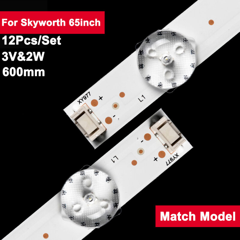 3V2W 600Mm 6 Lampu Latar Tv Led Strip untuk Skyworth 65 Inci RF-AZ65008SE30-0601 12 Buah/SET Tv Perbaikan Bar