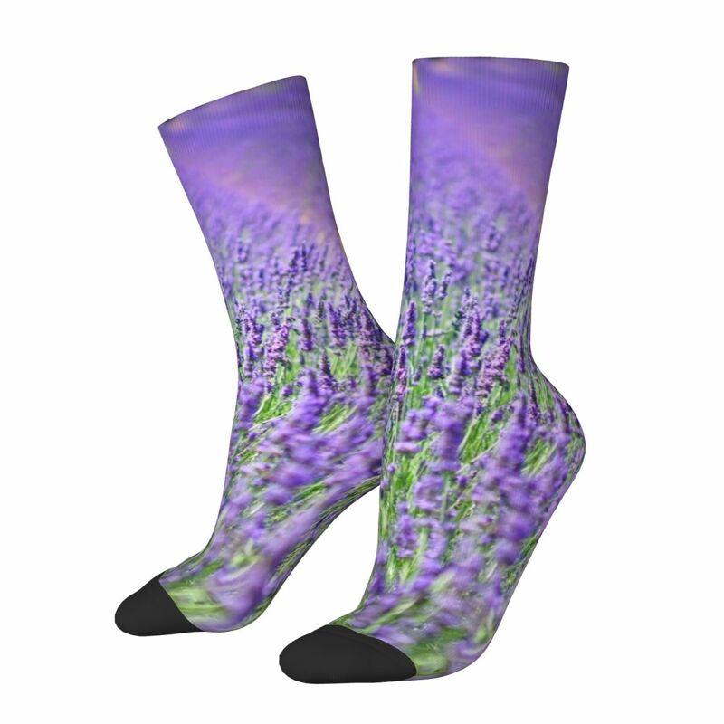 Lavender Field Forever kaus kaki musim dingin tanaman dunklila stoking Vera Violet kaus kaki wanita mode kaus kaki antiselip kustom luar ruangan