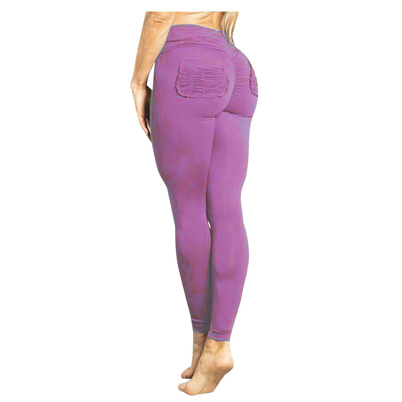 กางเกงโยคะเอวสูงของผู้หญิงกางเกงรัดรูปชุดใส่เล่นยิมพร้อมกระเป๋าตกแต่งแฟชั่นยืดได้