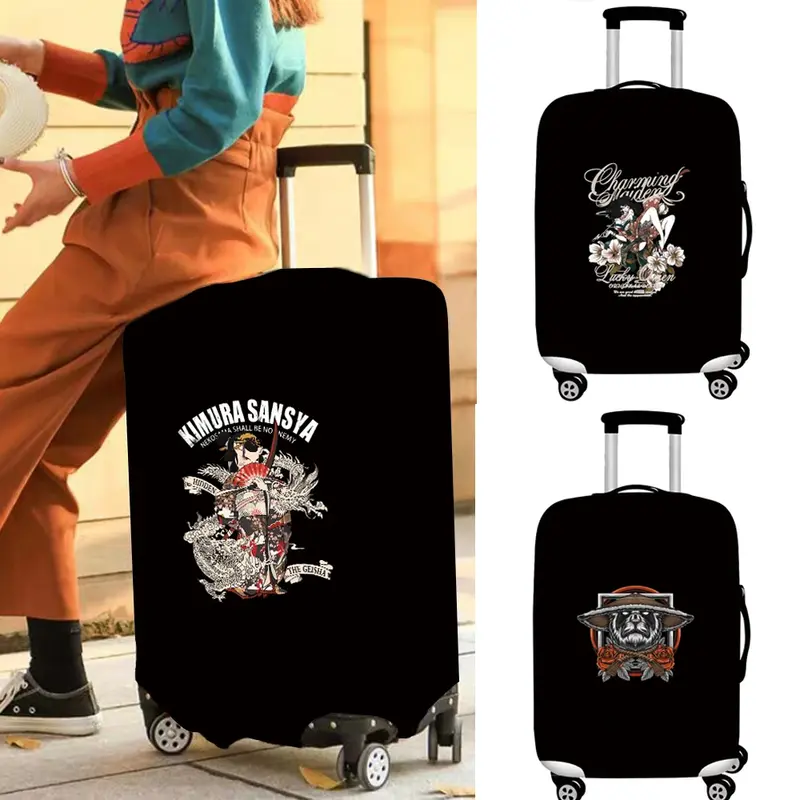 Funda elástica para maleta de viaje, cubierta antipolvo para equipaje, serie samurái, 18-32 tamaños, resistente al desgaste, múltiples opciones de estilo