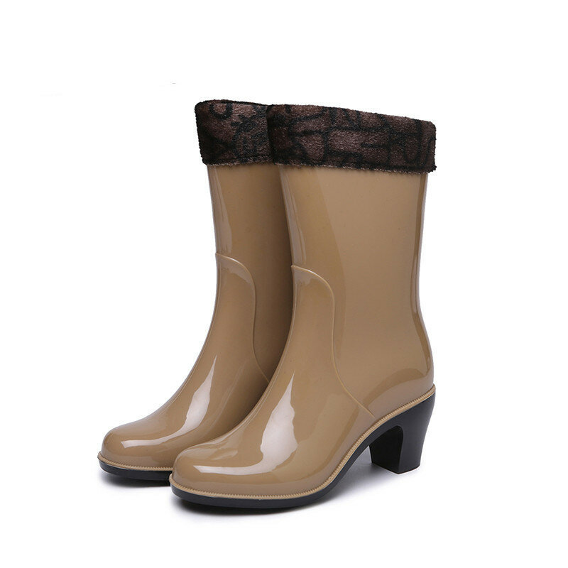 Nuove donne moda tacchi alti stivali da pioggia in PVC stivali da pioggia impermeabili a punta scarpe da acqua femminili stivali da pioggia