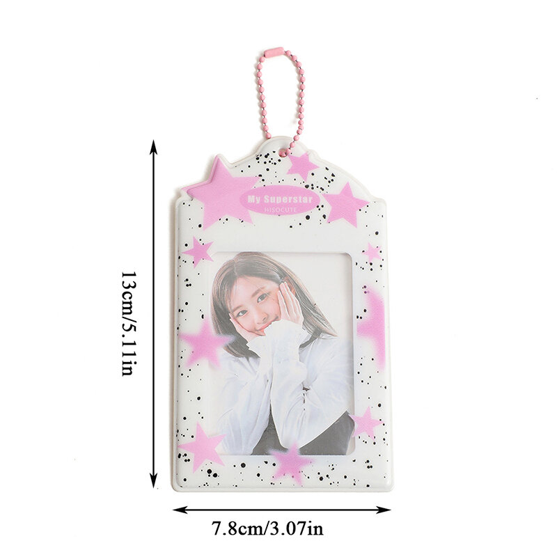 INS Star Print Photocard Holder Keychain Korean Photocards Instax Mini Photo Card Holder for Slides Scrapbook Bag Charm Pendant