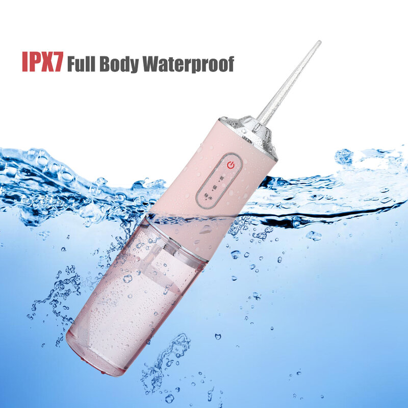 Oral Irrigator Flosser ทันตกรรมแบบพกพา USB ชาร์จ Water Jet Floss ฟัน4 Jet Tip 220Ml 3โหมด IPX7 1400Rpm