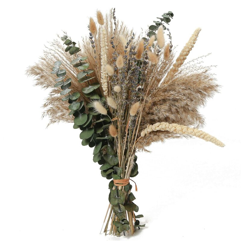 Bouquet floral d'eucalyptus de µséchée pour la décoration intérieure, décor de Pampa Enge pour le salon, Bouquet floral de mariage