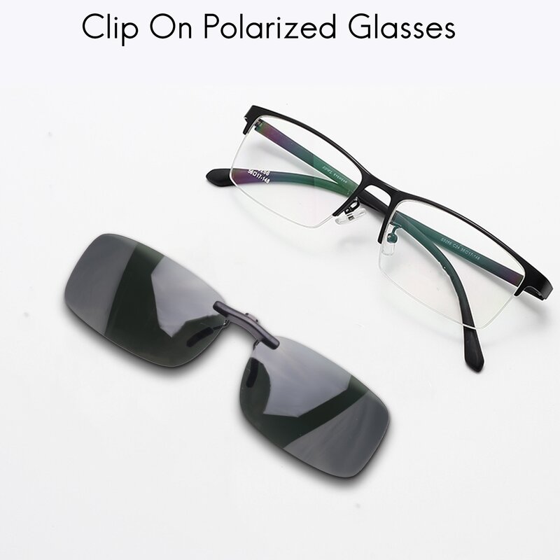 Unisex Clear Dark Green Polarized Lens Sunglasses Clip On Eyeglasses