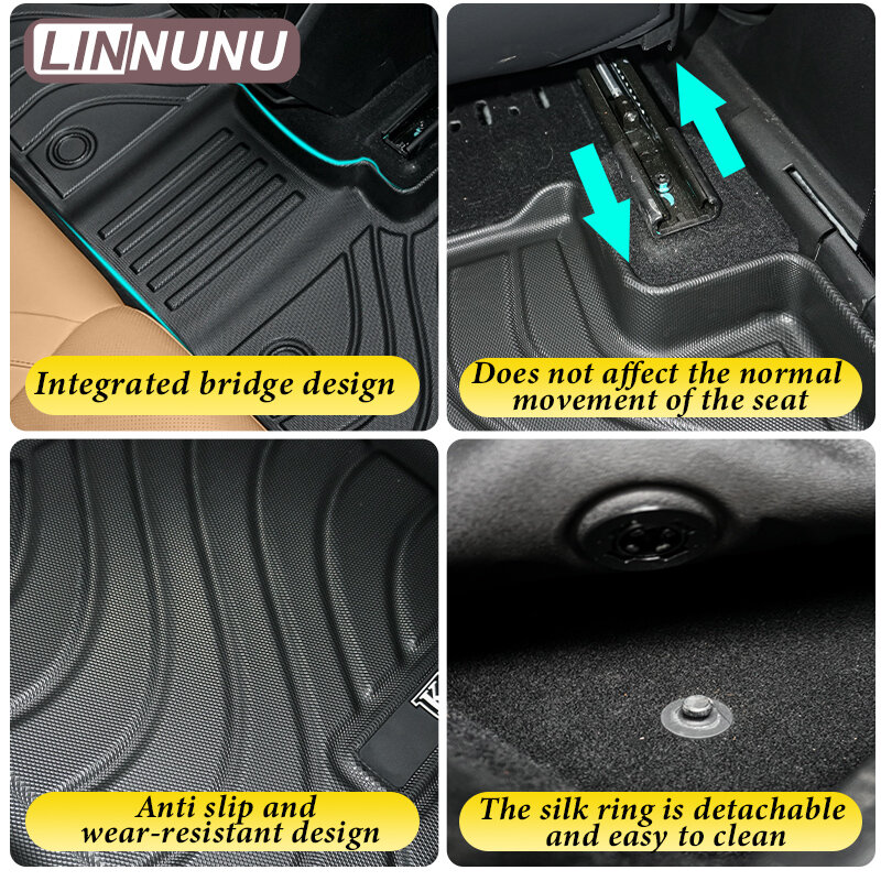 LINNUNU Fitfor Geely BoYue L Atlas II Car Floor Mats TPE Carpets Foot Pads Interior Accessories Styling Decorative Parts Starray