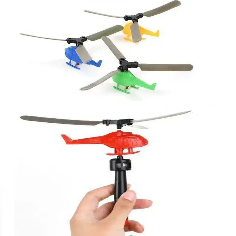Hot Selling 10/15/20PCs bamboo toy Dragonfly handle pull helicopter pull line outdoor airplane training sport toys for kids gift