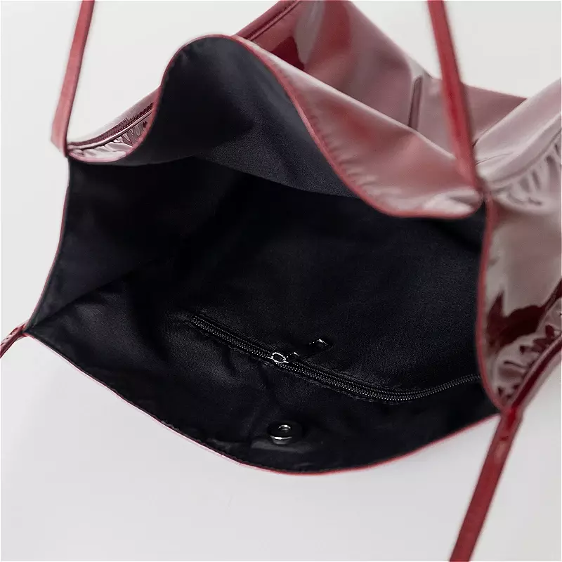 Shopping Bags Patent Leather Glossy Chic Fashion Leisure Ins Korean Large Capacity Ladies Tote-bag Ulzzang Folding Students New