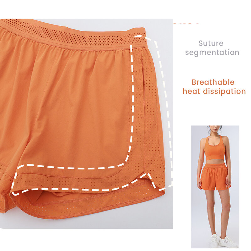 Pantalones cortos deportivos sueltos para Yoga y Fitness, transpirables, de secado rápido, disipación de calor de cintura alta para exteriores, Primavera, 2024