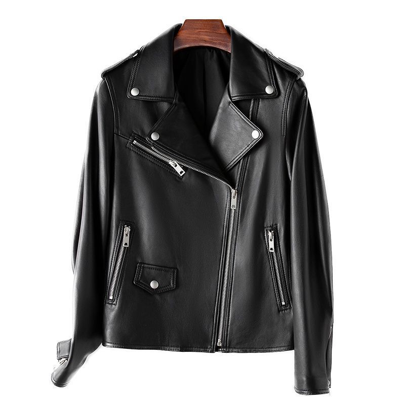 Небольшое количество одежды весна 2024 короткая мотоциклетная стильная стройнящая кожаная куртка для женщин Новая повседневная кожаная куртка