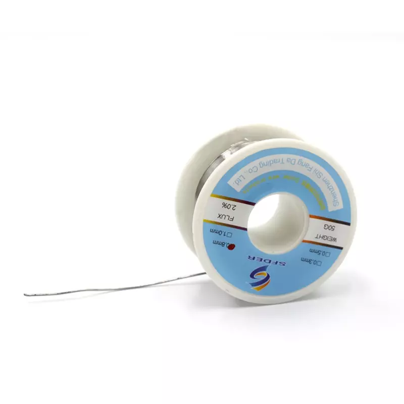 Solda Tin Wire Roll, Rosin Core Solder Wire, Flux 2,0%, Ferramentas de reparo de solda elétrica, 50g, 0.3mm, 0.5mm, 0.8mm, 1.0mm