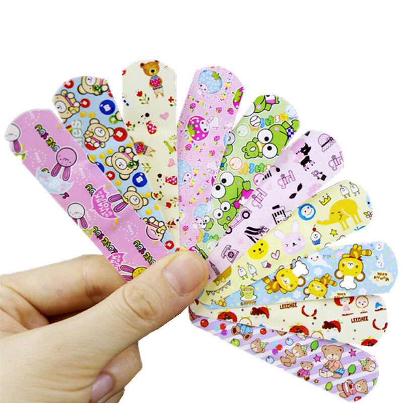 100pcs/set Cartoon Band Aid Strips for Baby Kids Kawaii Wound Plaster Breathable Adhesive Bandages First Aid Woundplast Patch