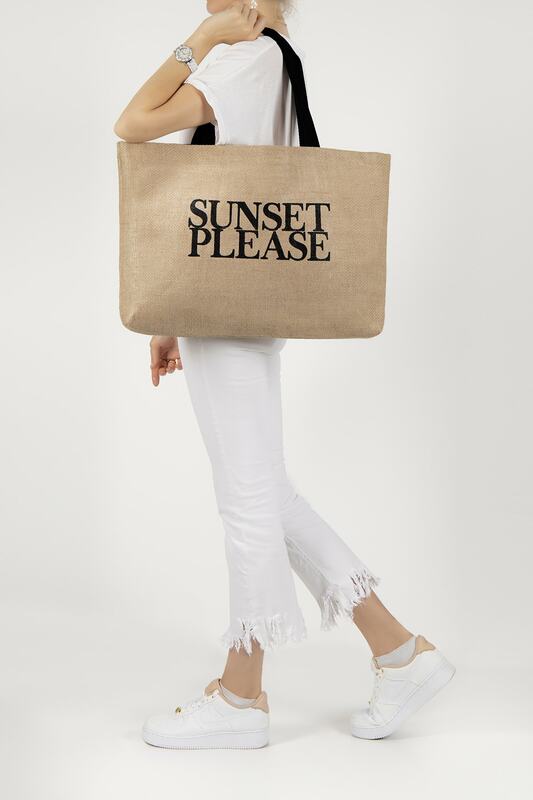 Please Sunset Printed Jute Beach Bag
