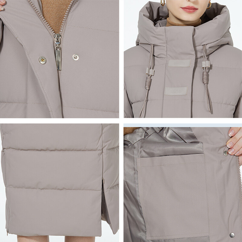 ICEbear-abrigo largo acolchado para mujer, chaqueta elegante de algodón grueso con capucha, ropa de invierno, GWD3915I, 2023