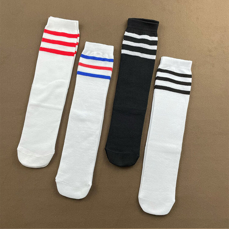 XARC-calcetines altos para niños, medias largas de tres barras, de algodón peinado, para baile y fútbol