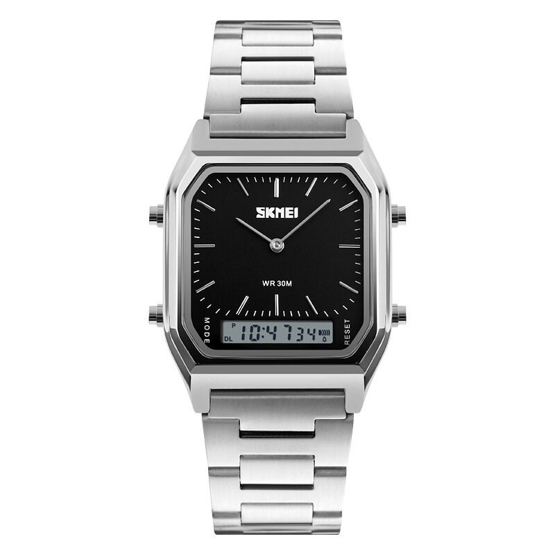 Unisex นาฬิกาอิเล็กทรอนิกส์กันน้ำแฟชั่นนาฬิกาผู้ชายผู้หญิงนาฬิกา Metallic Dial ตัวเลขนาฬิกา