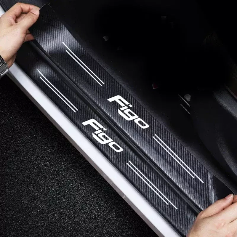 Car Trunk Bumper Sticker Door Sill Threshold Protector Pad For Ford Figo Logo 2023 Carbon Fiber Door Pedal Anti-Scratch Cover