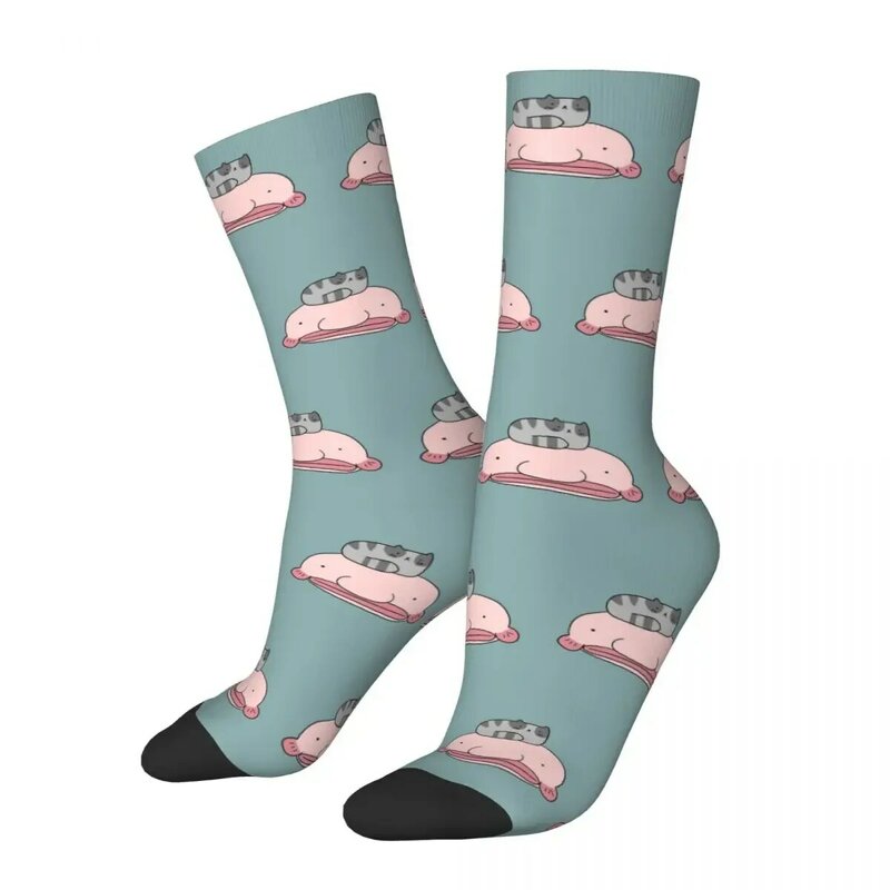 Blobfish And Little Cat Socks Harajuku Super Soft Stockings All Season Long Socks Accessories for Man's Woman's Birthday Present