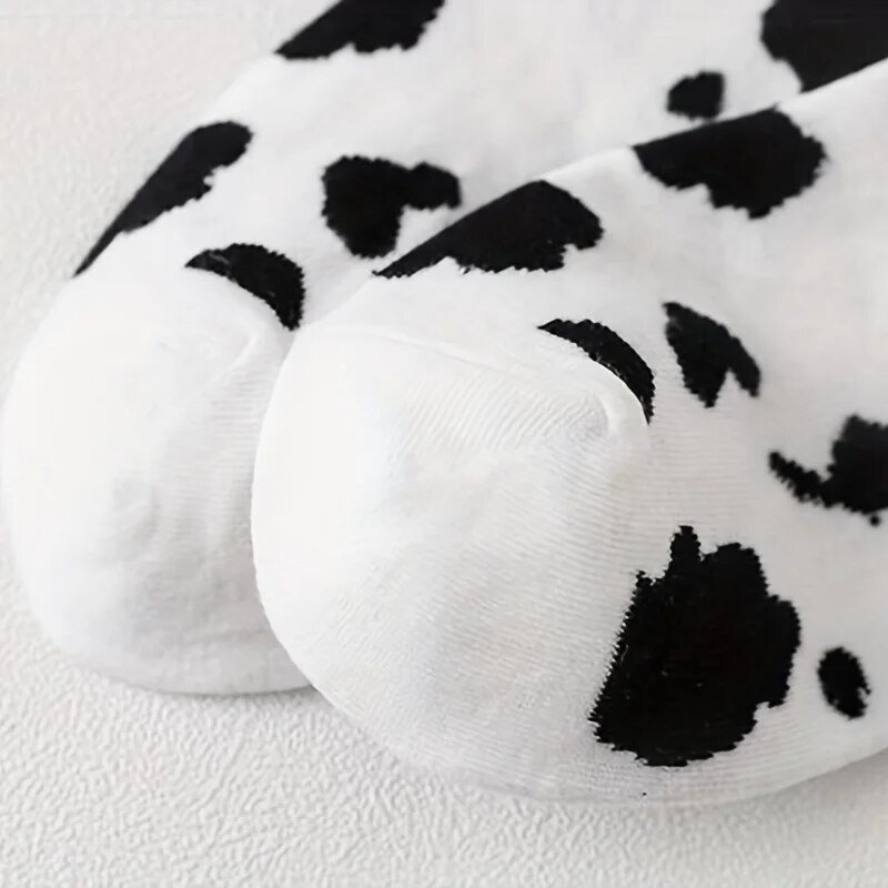 Calcetines tobilleros con estampado creativo para mujer, medias cortas con estampado de vaca, 5 pares