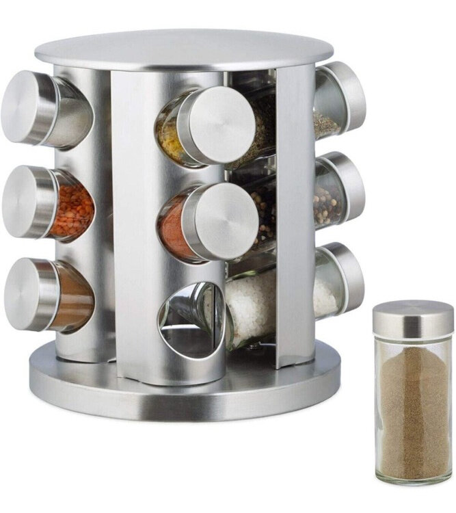 12 Spice Storage Racks With Rotatable Stand Multi-Function Food Storage Seasoning Rotating Box